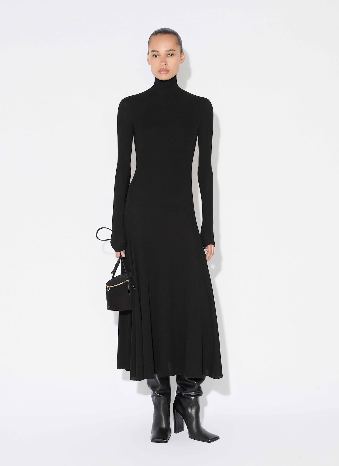 FLUID JERSEY HEART DRESS ALAÏA BLACK FLUID JERSEY HEART DRESS